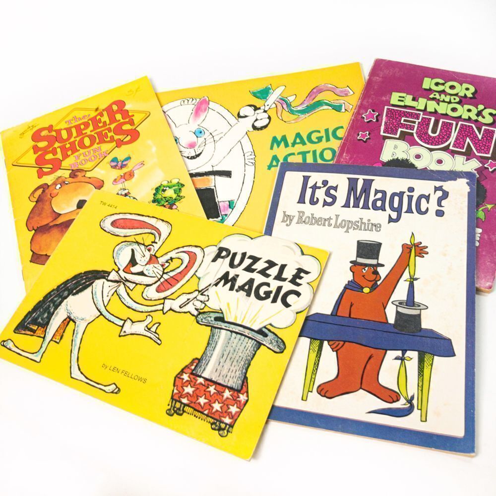 Puzzles, Games, & Magic: Bundle of 5 Vintage Kids’ Books